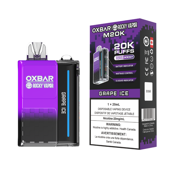 Oxbar - Rocky Vapor - M20K- 20000 Puffs - Grape Ice- Pack of 5