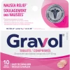 Gravol Easy To Swallow Tablets Dimenhydrinate Tablets USP 50mg 10ct - HTH032