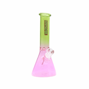 10 INCH BEAKER BONG, GREEN PINK