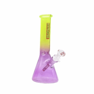 10 INCH BEAKER BONG, YELLOW PURPLE