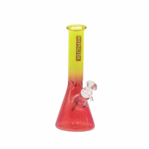 10 INCH BEAKER BONG, YELLOW RED