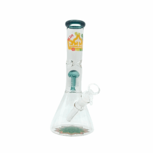 11 INCH 5 MM KIN  BEAKER BONG WITH MATCHING COLORED PERC,  GREEN