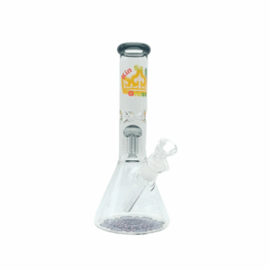 11 INCH 5 MM KIN BEAKER BONG WITH MATCHING COLORED PERC, SMOKE